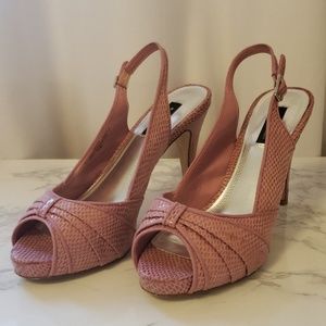 White House Black Market pink peep toe heels